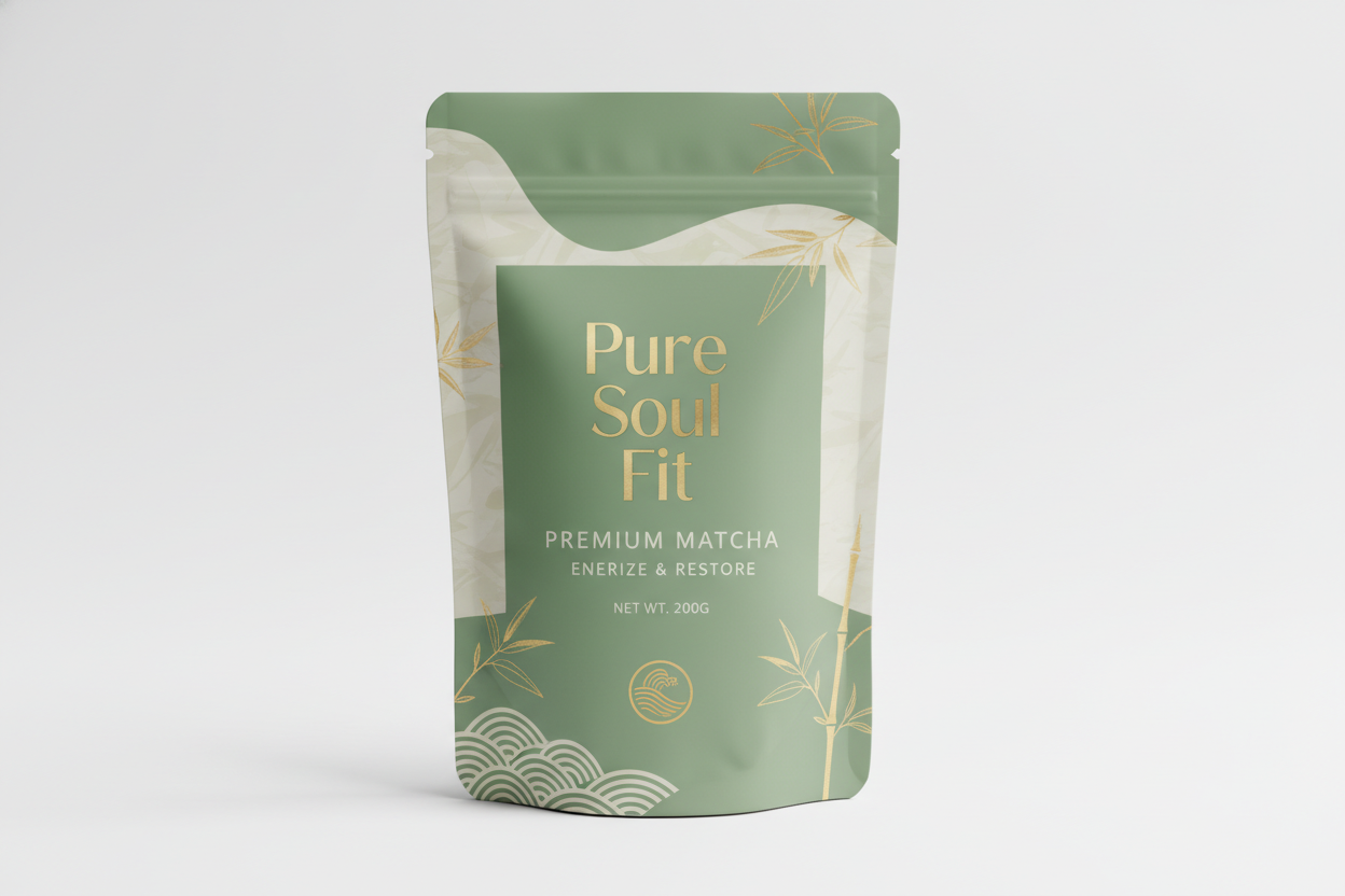 generame otro pouche como los de mi pagina web pure soul fit, de la misma linea para Premium Matcha que se diferencie de ambos